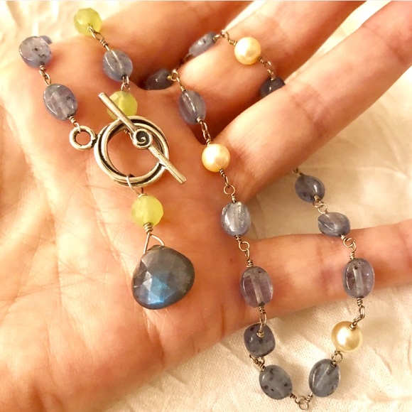 NWOT Artisan Labradorite, Pearl & Jade Necklace - Picture 7 of 7